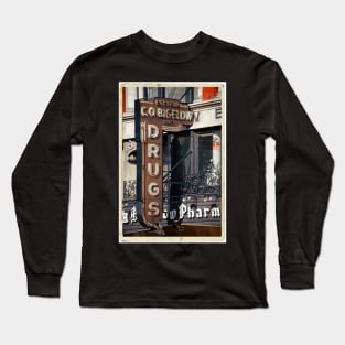 Drugstore in the West Village - Kodachrome Postcards Long Sleeve T-Shirt